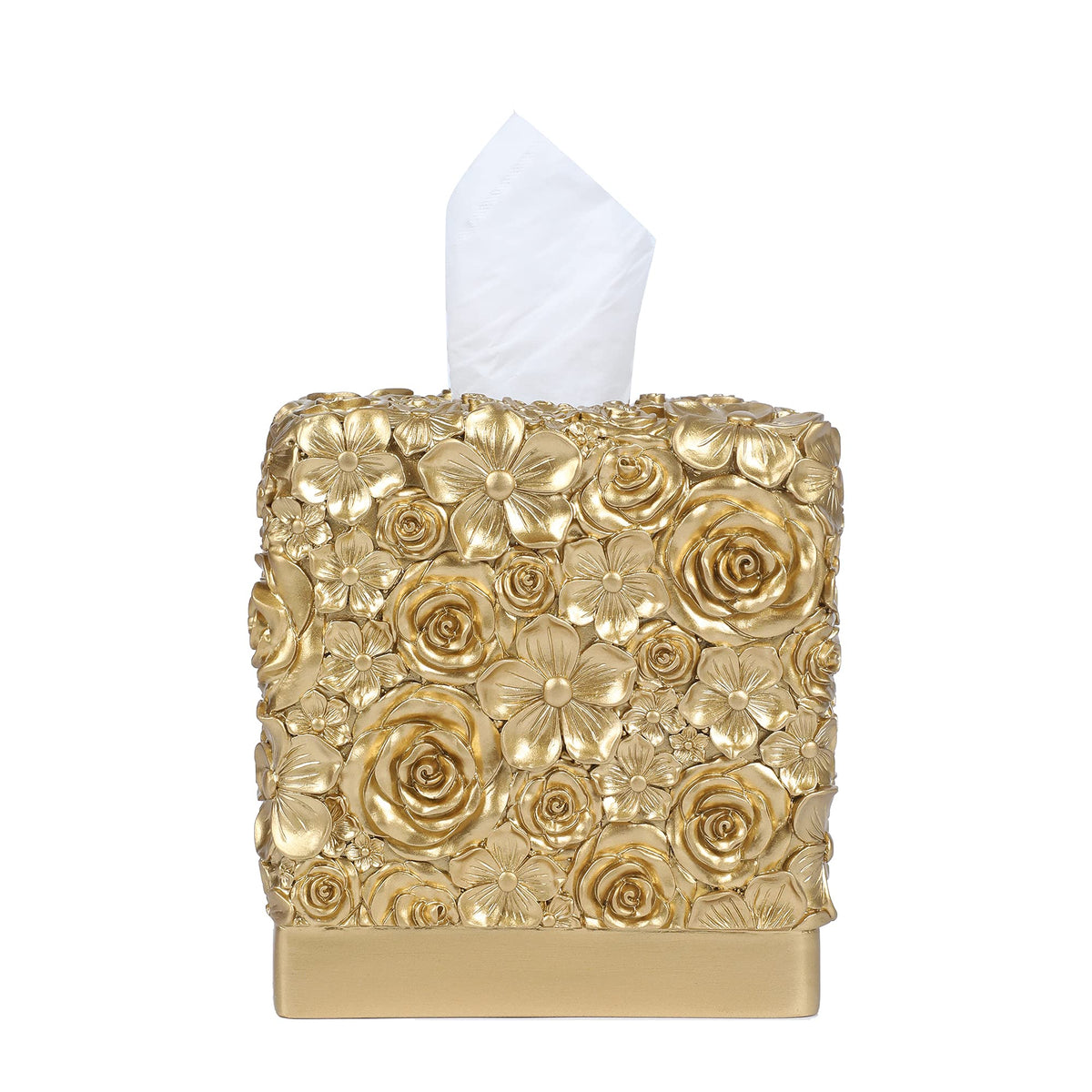 Hymmah Tray Tissue Box Cover Holder Unique Cube Design Tissue Dispenser Cover Decor for Vanity Counter Tops Also Great for Bedroom and Living Room White