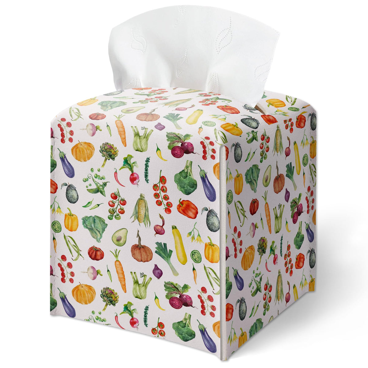 Forest Mushrooms Pattern Tissue Box Cover, Plants Design Leather Tissue Box Holder-Waterproof, Desktop Decor for Living Room Bedroom Nightstand Office, Gift for Women & Friend-A16