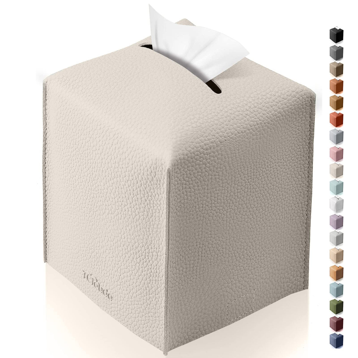 Tissue Box Cover for PU Leather, Modern Simple Solid Color Holder Square Tissue Bag, Ideal for Bathrooms,Office,Car,Outdoor Tent,Dining Table,5"X5"X5", Single Cocoa Brown