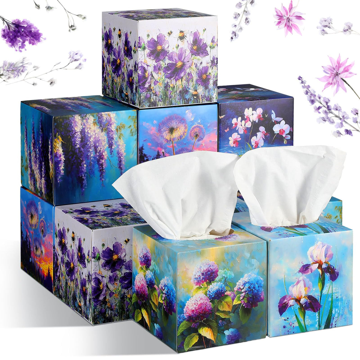 Fourluoo 12 Pack Fruit Facial Tissues Cube Face Boxes 600 Sheets 3 Ply