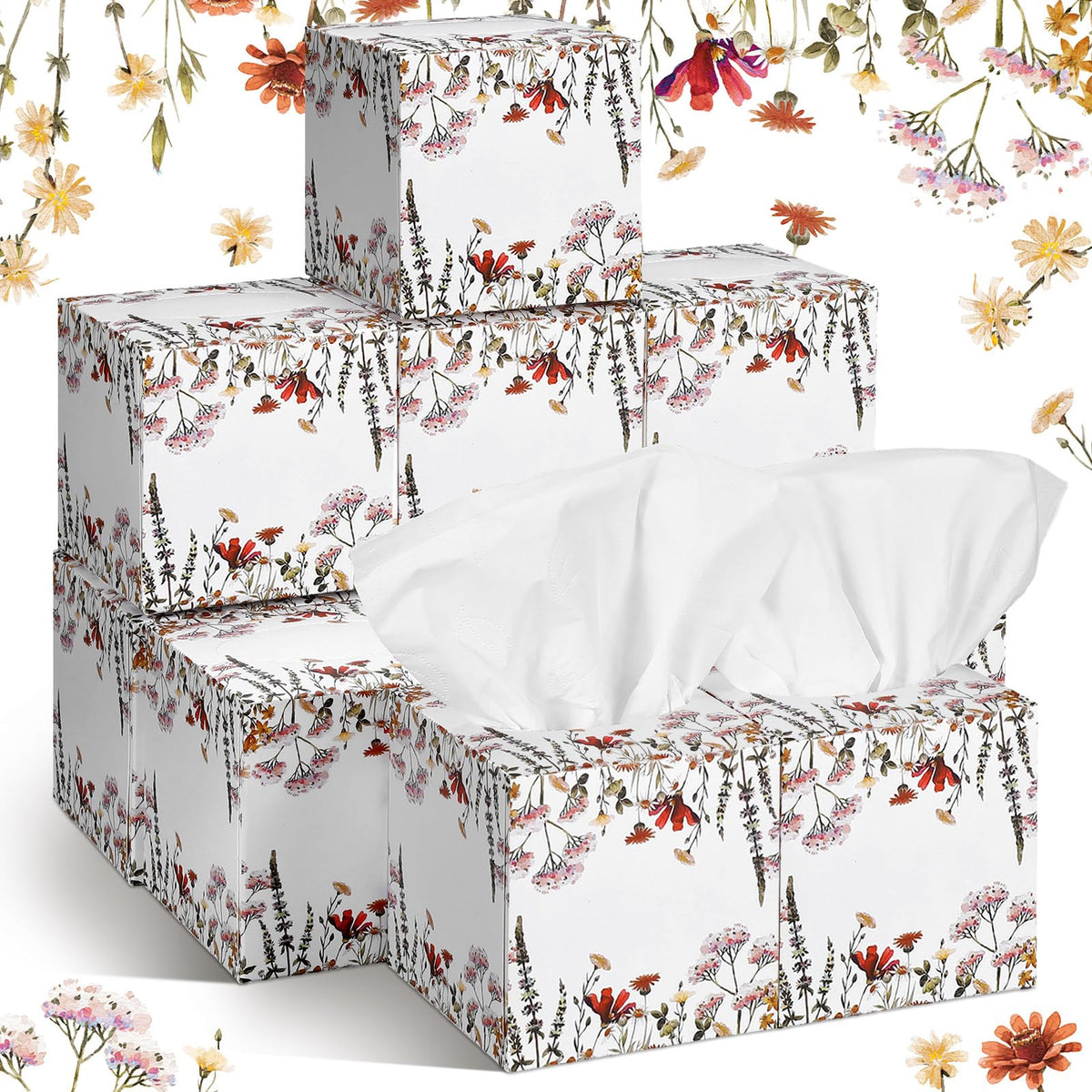 Fourluoo 12 Pack Fruit Facial Tissues Cube Face Boxes 600 Sheets 3 Ply