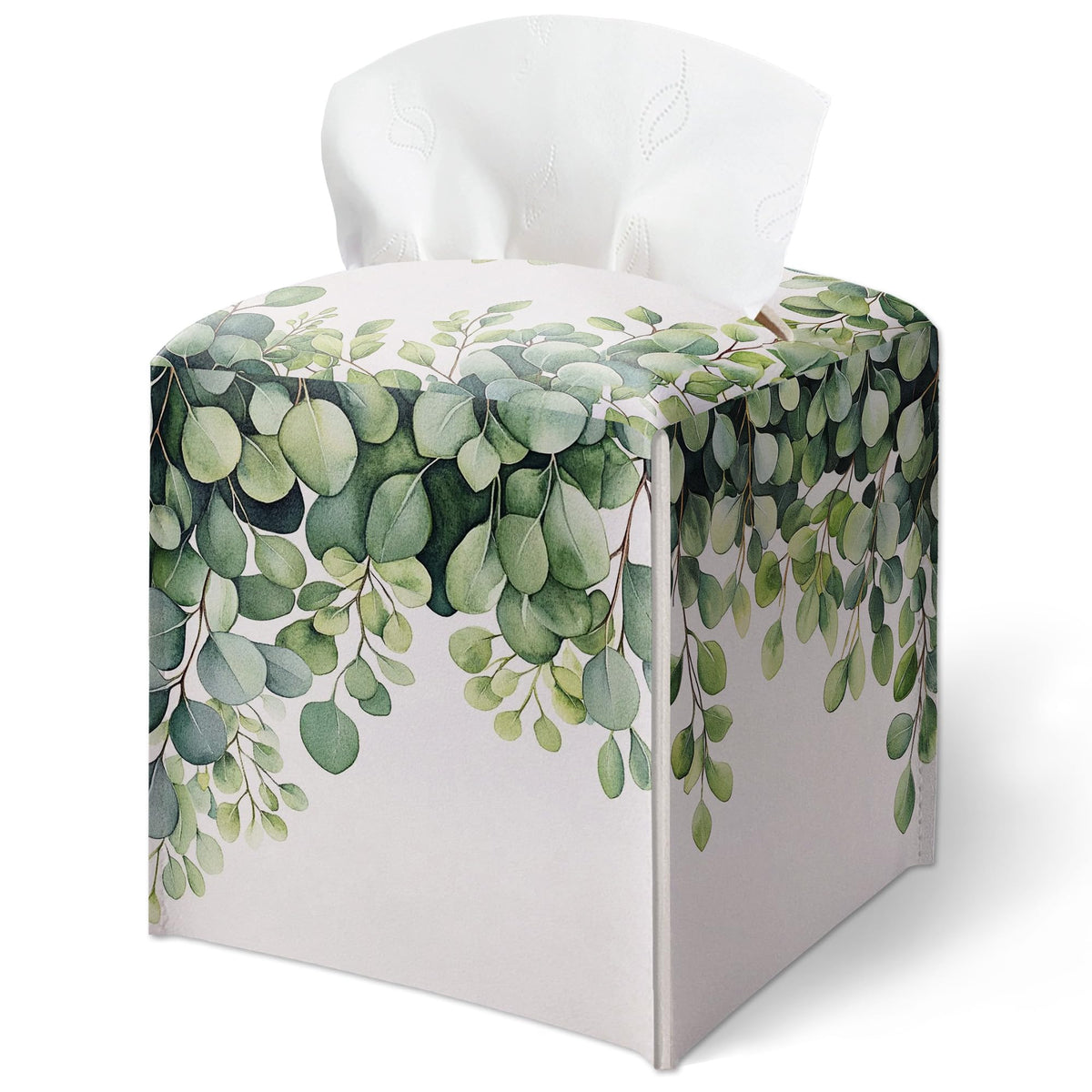 Forest Mushrooms Pattern Tissue Box Cover, Plants Design Leather Tissue Box Holder-Waterproof, Desktop Decor for Living Room Bedroom Nightstand Office, Gift for Women & Friend-A16