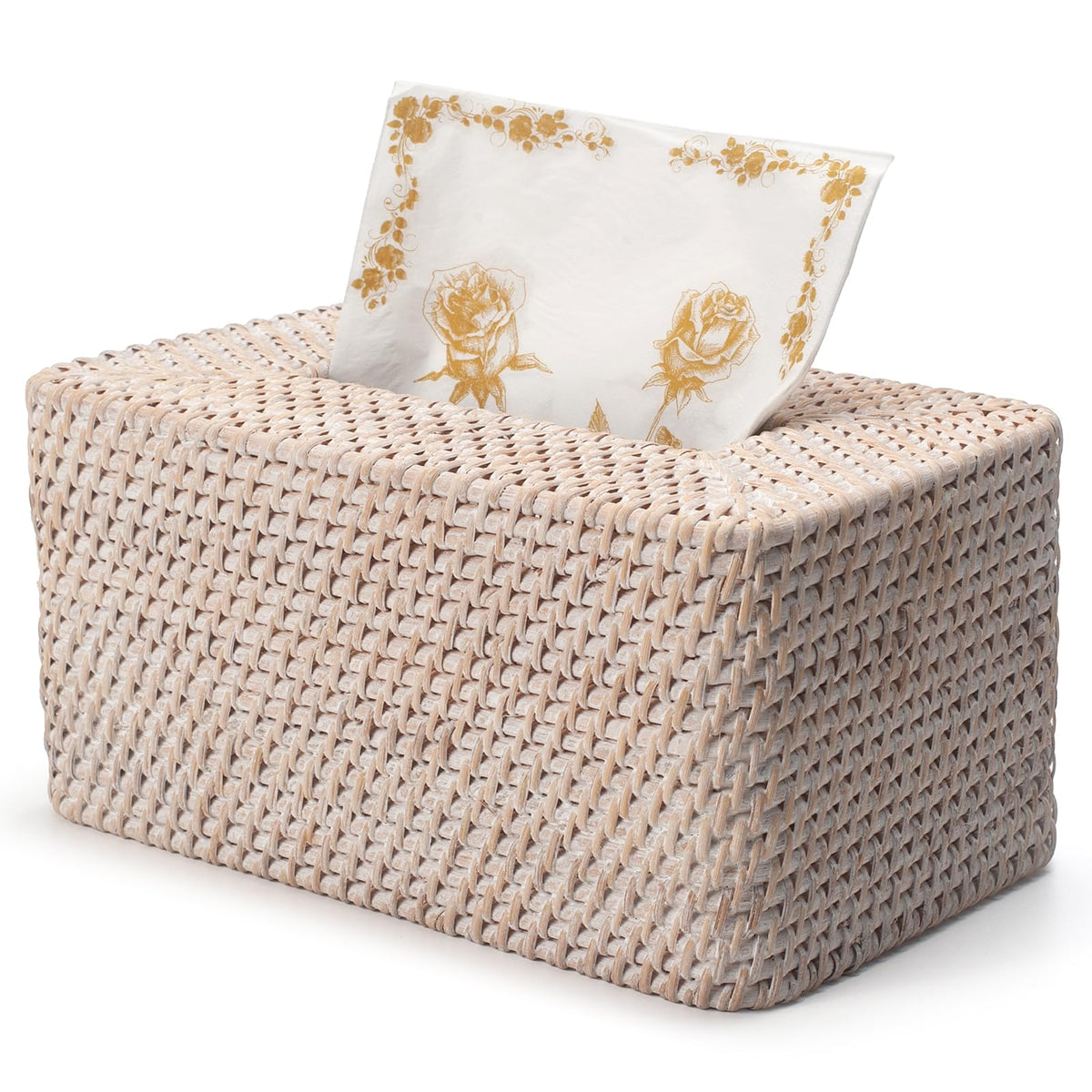 Rattan Tissue Box Cover Square, Hand Woven Wicker Tissue Holder, 5.5 x 5.5 X 5.7 inch, Natural