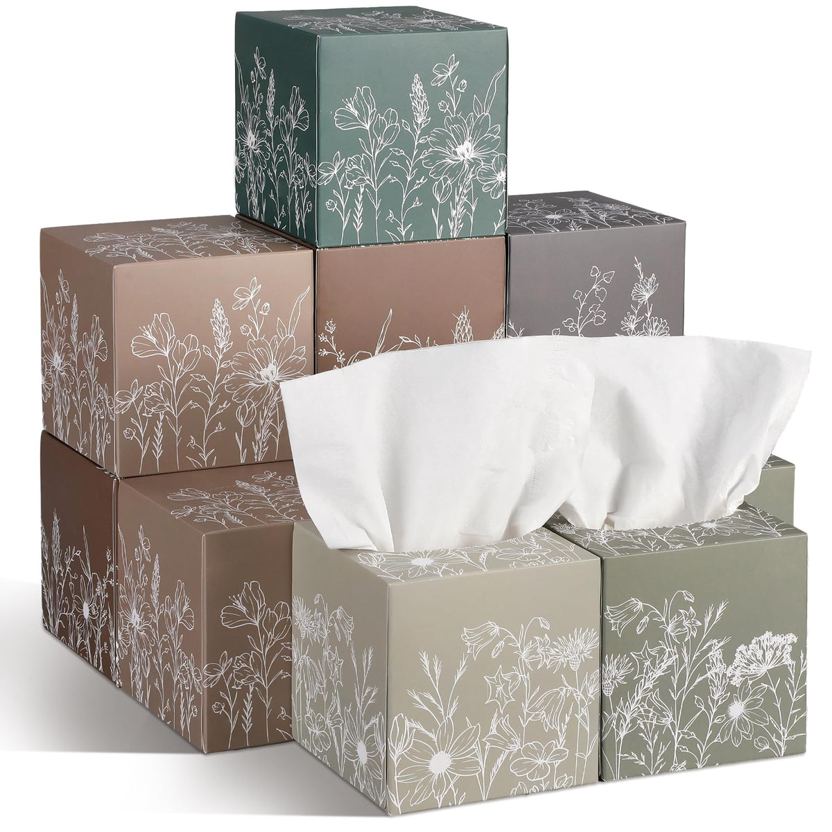 Fourluoo 12 Pack Fruit Facial Tissues Cube Face Boxes 600 Sheets 3 Ply