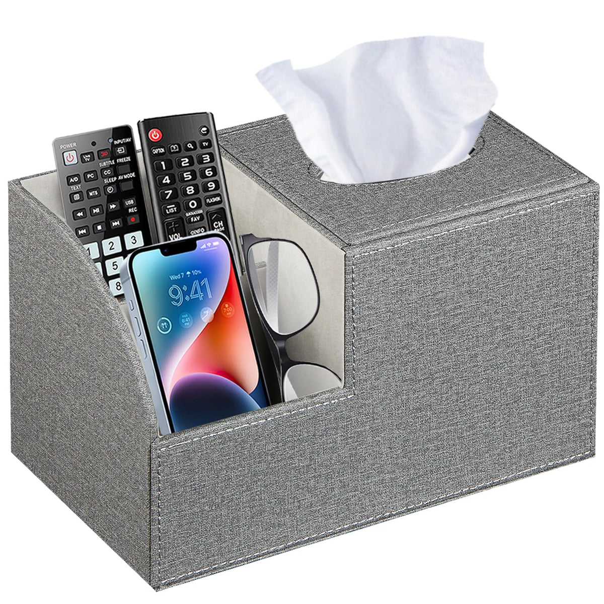 PU Leather Square Tissue Box Cover - Multi-Functional Tissue Box Holder