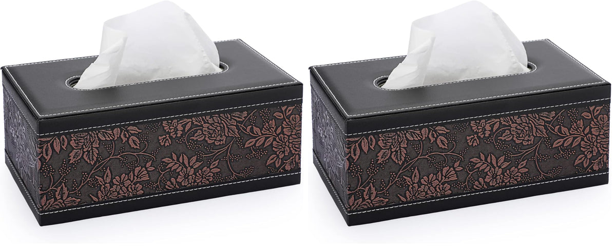 Sumnacon Tissue Box Cover Rectangle Linen Tissue Box Holder，Magnetic Bottom