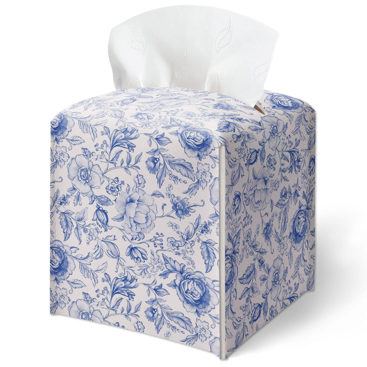 Forest Mushrooms Pattern Tissue Box Cover, Plants Design Leather Tissue Box Holder-Waterproof, Desktop Decor for Living Room Bedroom Nightstand Office, Gift for Women & Friend-A16