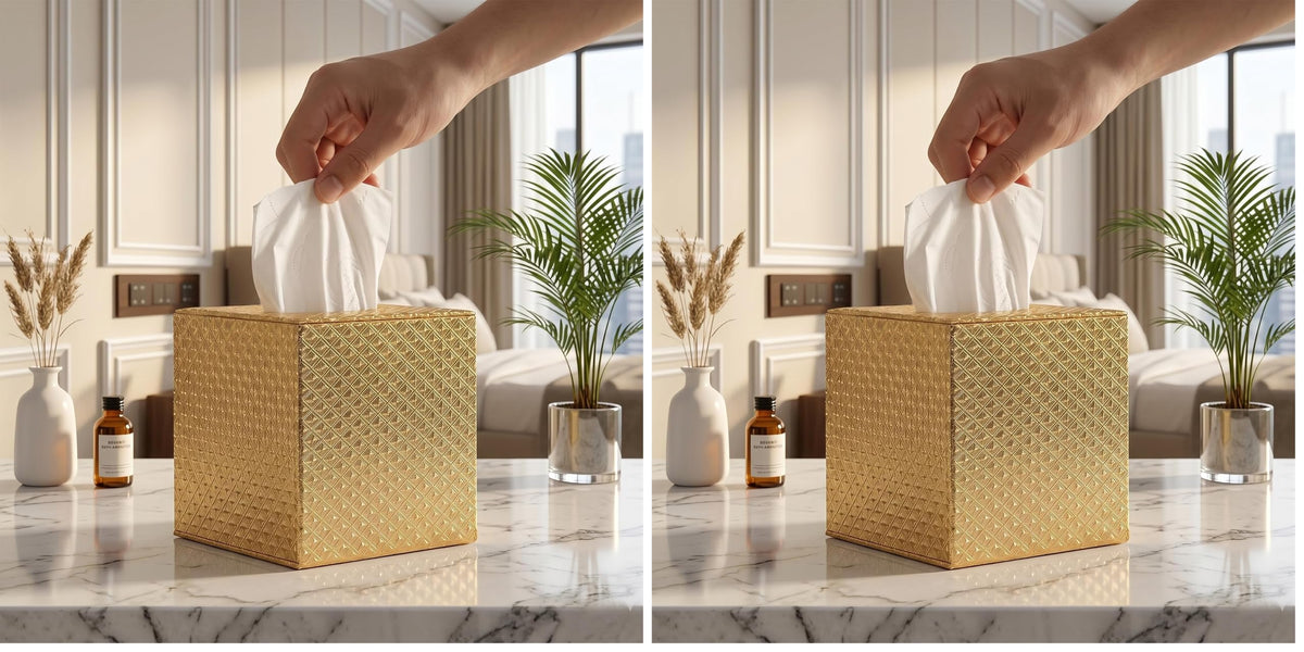 Gold Tissue Box Cover,Tissue Box Cover Square,Gold Tissue Box Holders,Tissue Holder for Bathroom Accessories,Bathroom Tissue Holders