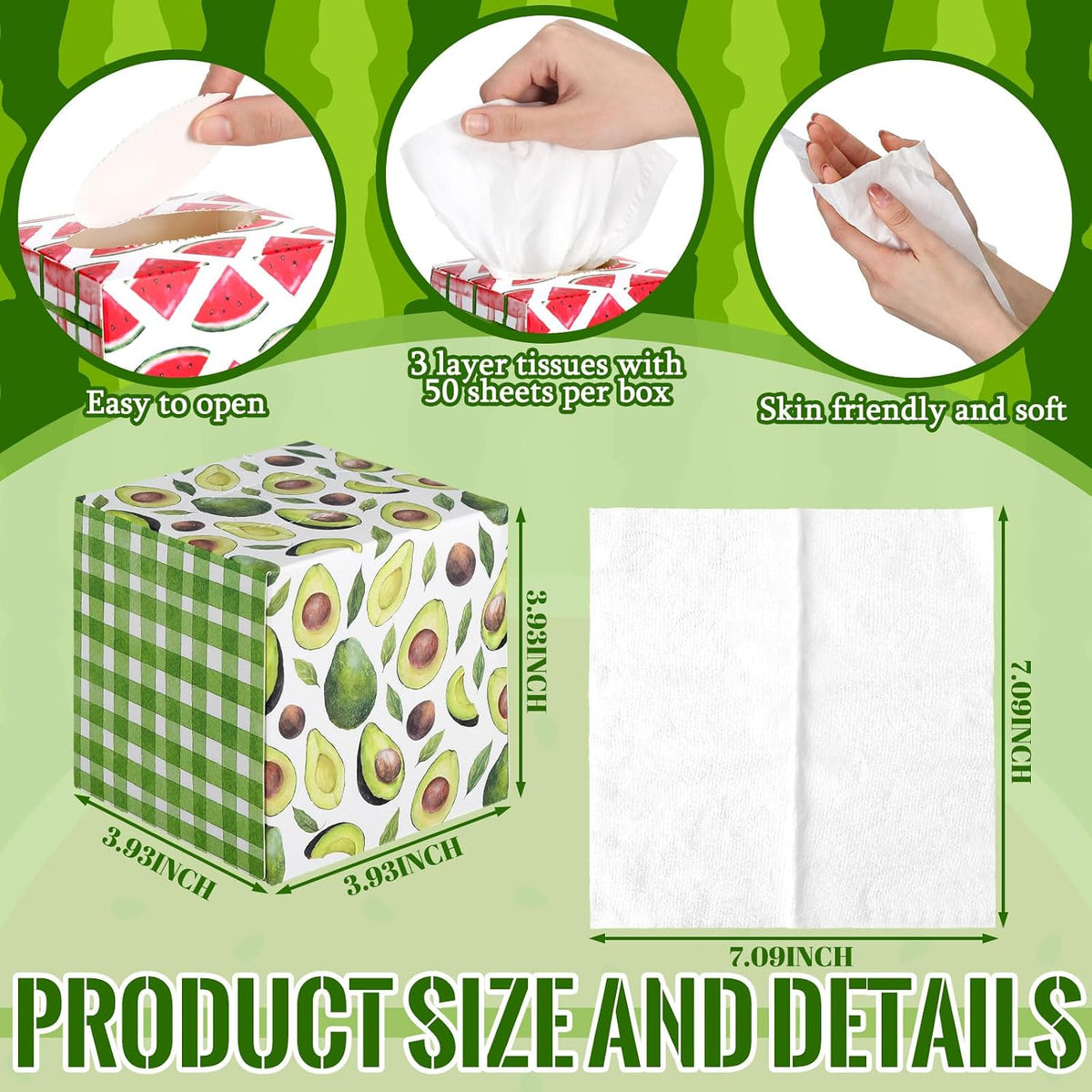 Fourluoo 12 Pack Fruit Facial Tissues Cube Face Boxes 600 Sheets 3 Ply