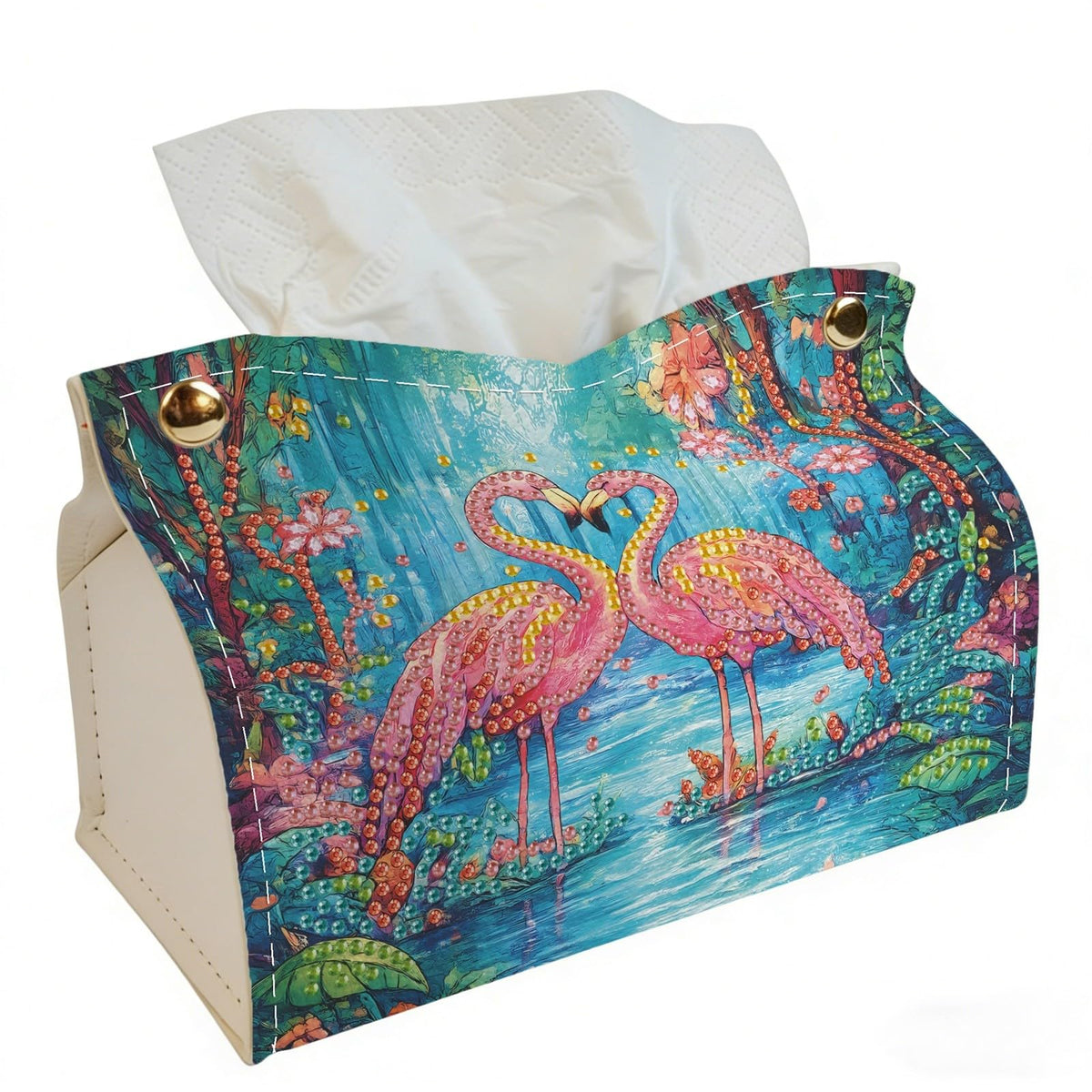 DoxQcs DIY Diamond Art Painting PU Leather Tissue Box Cover Holder