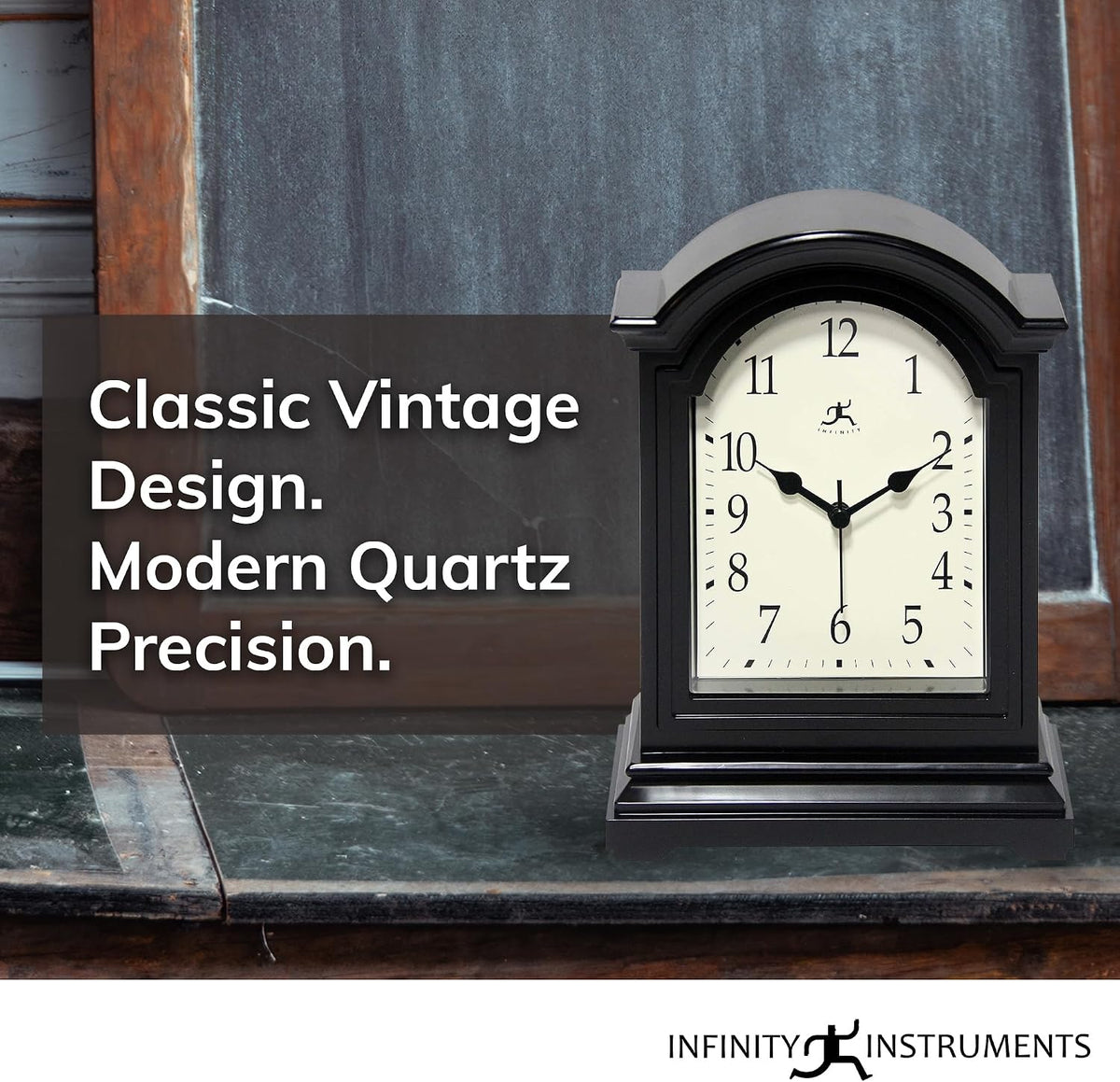 Infinity Instruments Brown Antique Grandfather Tabletop Clock 9 x 6 Mantle