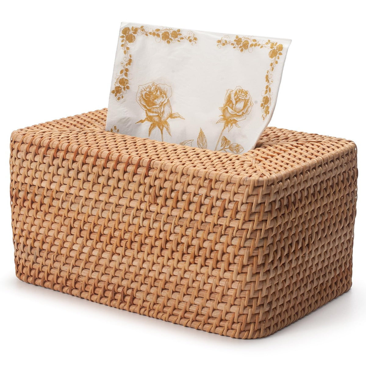 Rattan Tissue Box Cover Square, Hand Woven Wicker Tissue Holder, 5.5 x 5.5 X 5.7 inch, Natural