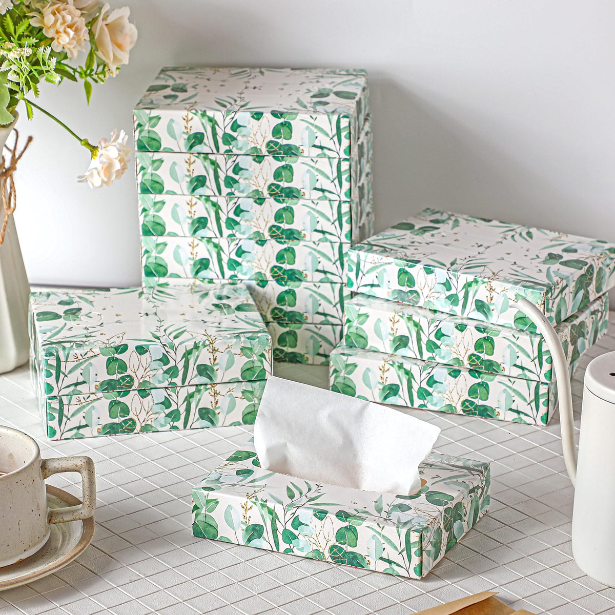 Yinder 24 Pcs Small Tissue Cube Box 960 Sheets for Classroom, Fresh Daisy
