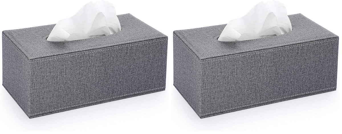Sumnacon Tissue Box Cover Rectangle Linen Tissue Box Holder，Magnetic Bottom