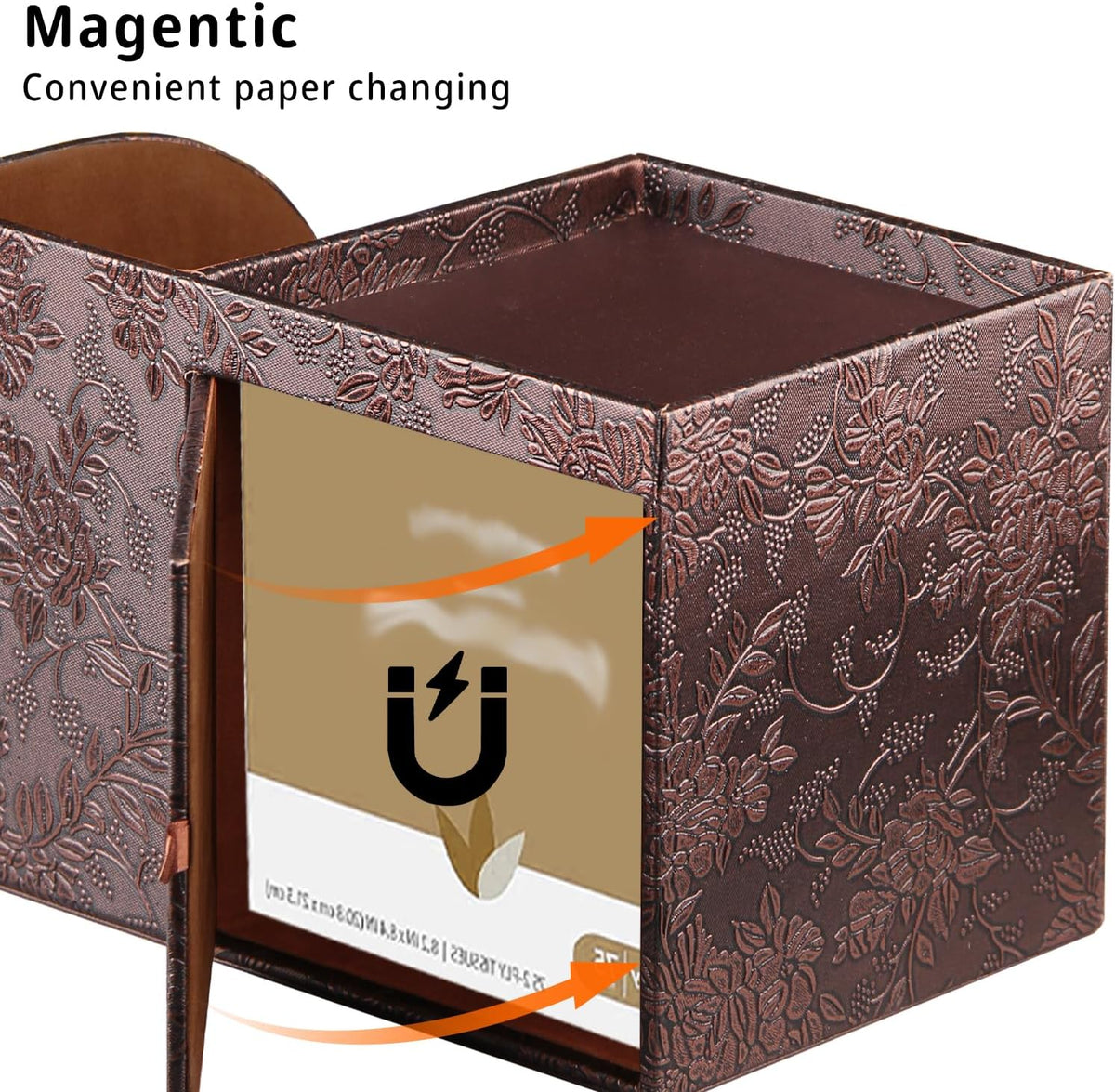 PU Leather Square Tissue Box Cover with Storage Tray,Cube Tissue Box Holder