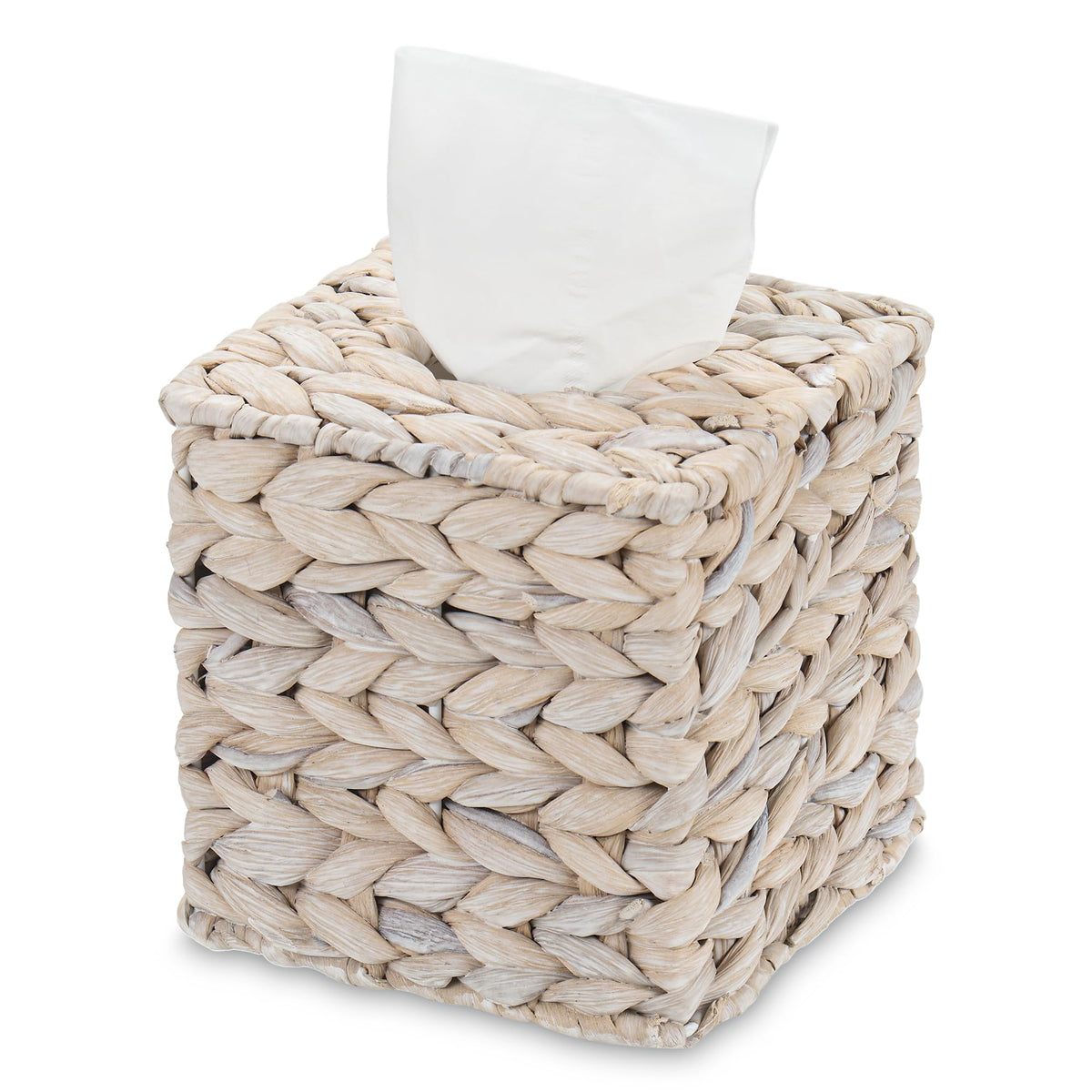 Set of 2 Water Hyacinth Handwoven Tissue Box Cover, Natural Handmade Wicker Napkin Box Holder, Handcrafted Square Facial Tissue, Rustic Decorative on Table and Bathroom, Office, Boho Decorative