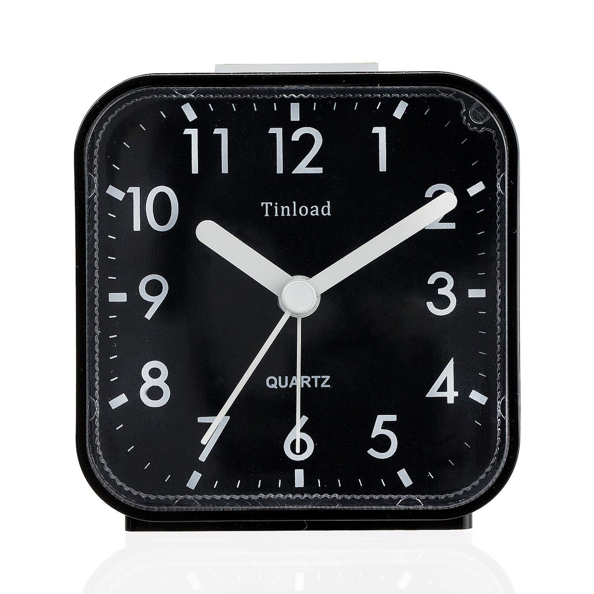 Tinload Small Battery Operated Analog Travel Alarm Clock Silent Non Ticking, Gentle Wake, Ascending Beep Sounds, Snooze,Lighted on Demand, Easy Set(Black)