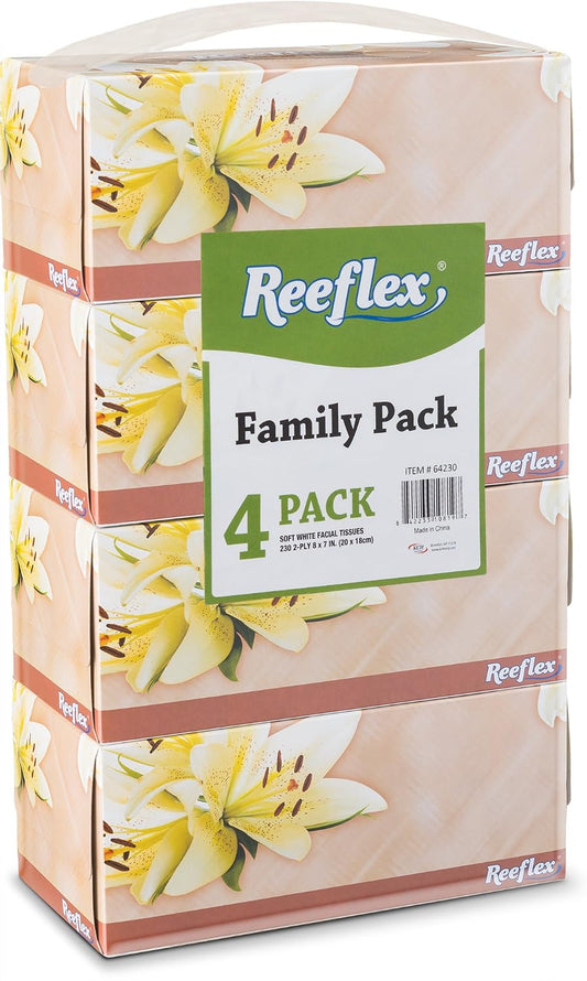 Reeflex Facial Tissues, 2-Ply Soft Facial Tissue - 4 Boxes,