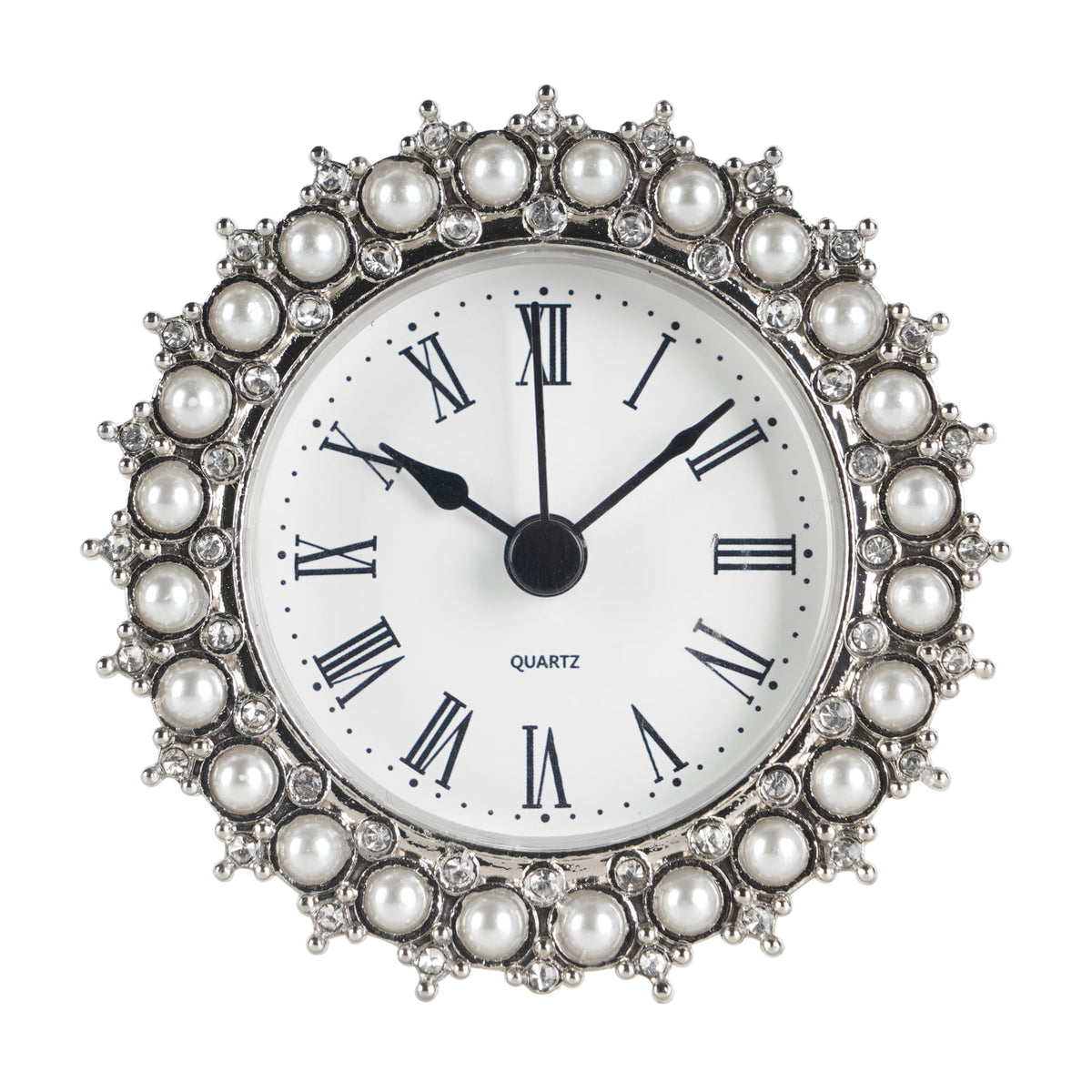 NIKKY HOME Vintage Table Clock with Crystal Shining Rhinestone 3 Inch