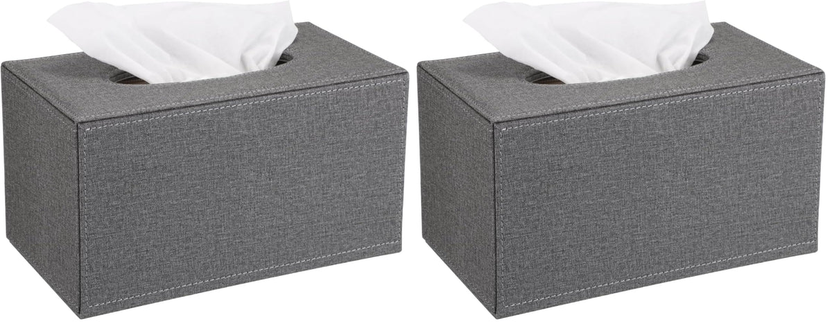 Sumnacon Tissue Box Cover Rectangle Linen Tissue Box Holder，Magnetic Bottom