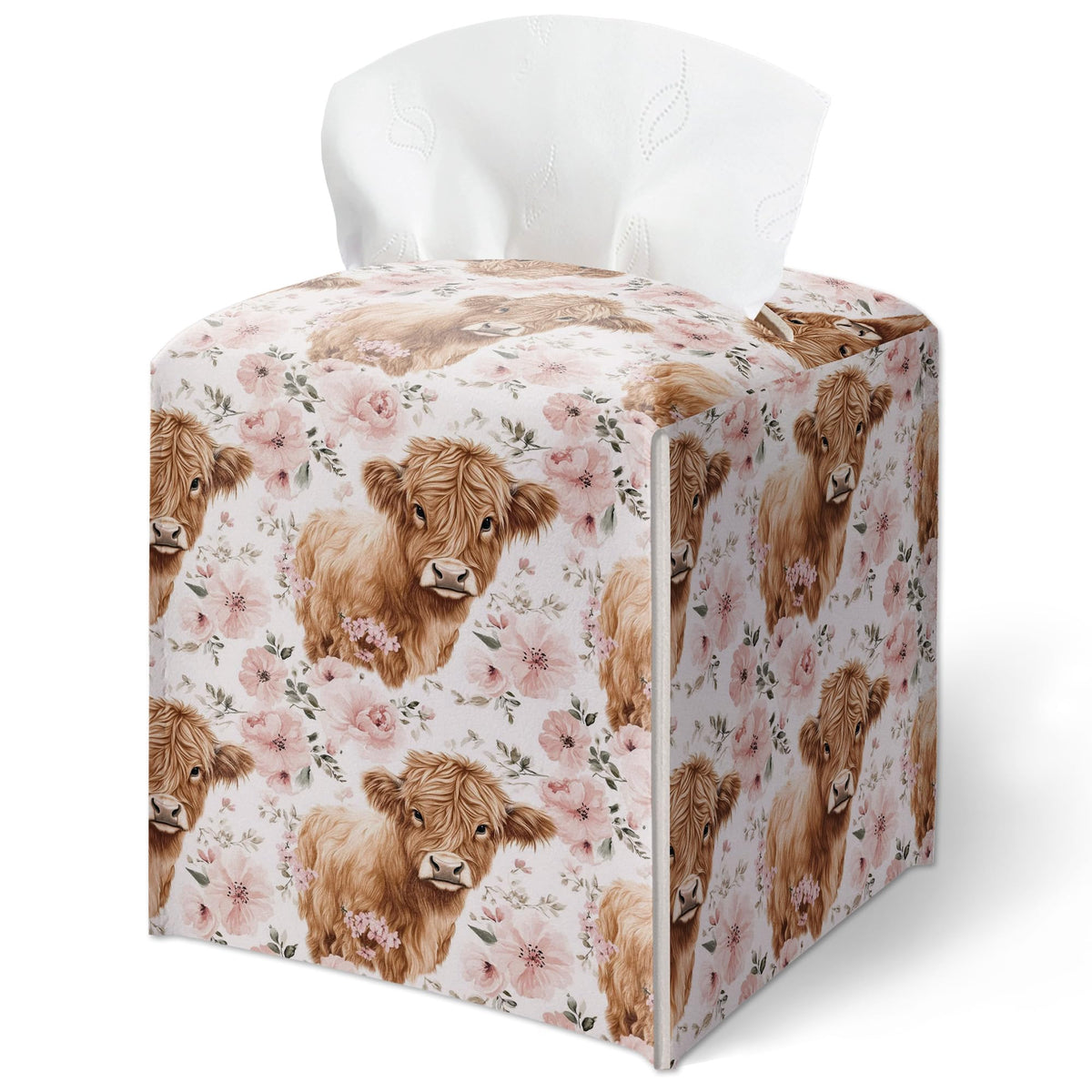 Forest Mushrooms Pattern Tissue Box Cover, Plants Design Leather Tissue Box Holder-Waterproof, Desktop Decor for Living Room Bedroom Nightstand Office, Gift for Women & Friend-A16