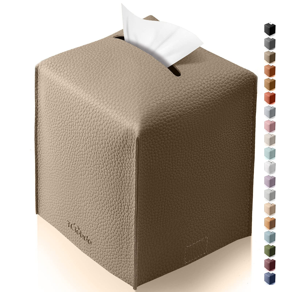 Tissue Box Cover for PU Leather, Modern Simple Solid Color Holder Square Tissue Bag, Ideal for Bathrooms,Office,Car,Outdoor Tent,Dining Table,5"X5"X5", Single Cocoa Brown