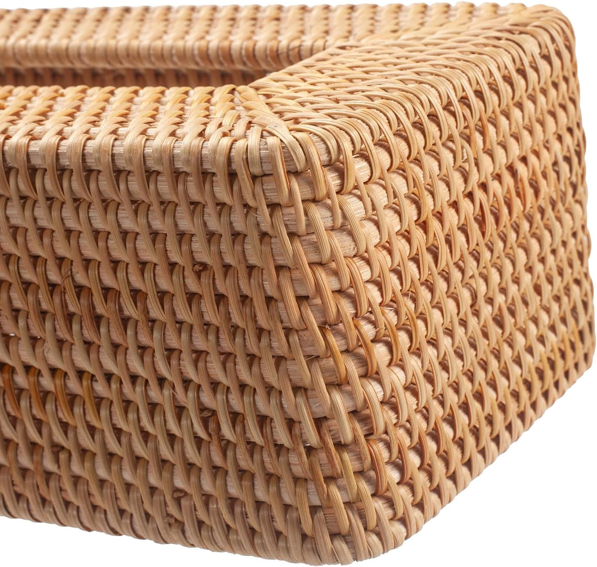 Rattan Tissue Box Cover, Rectangular Wicker Tissue Box Holder, Decorative Woven Facial Tissue Holder for Bathroom, Kitchen, Living Room, Bedroom (Natural, 10.2 x 6.1 x 4.1 inch)