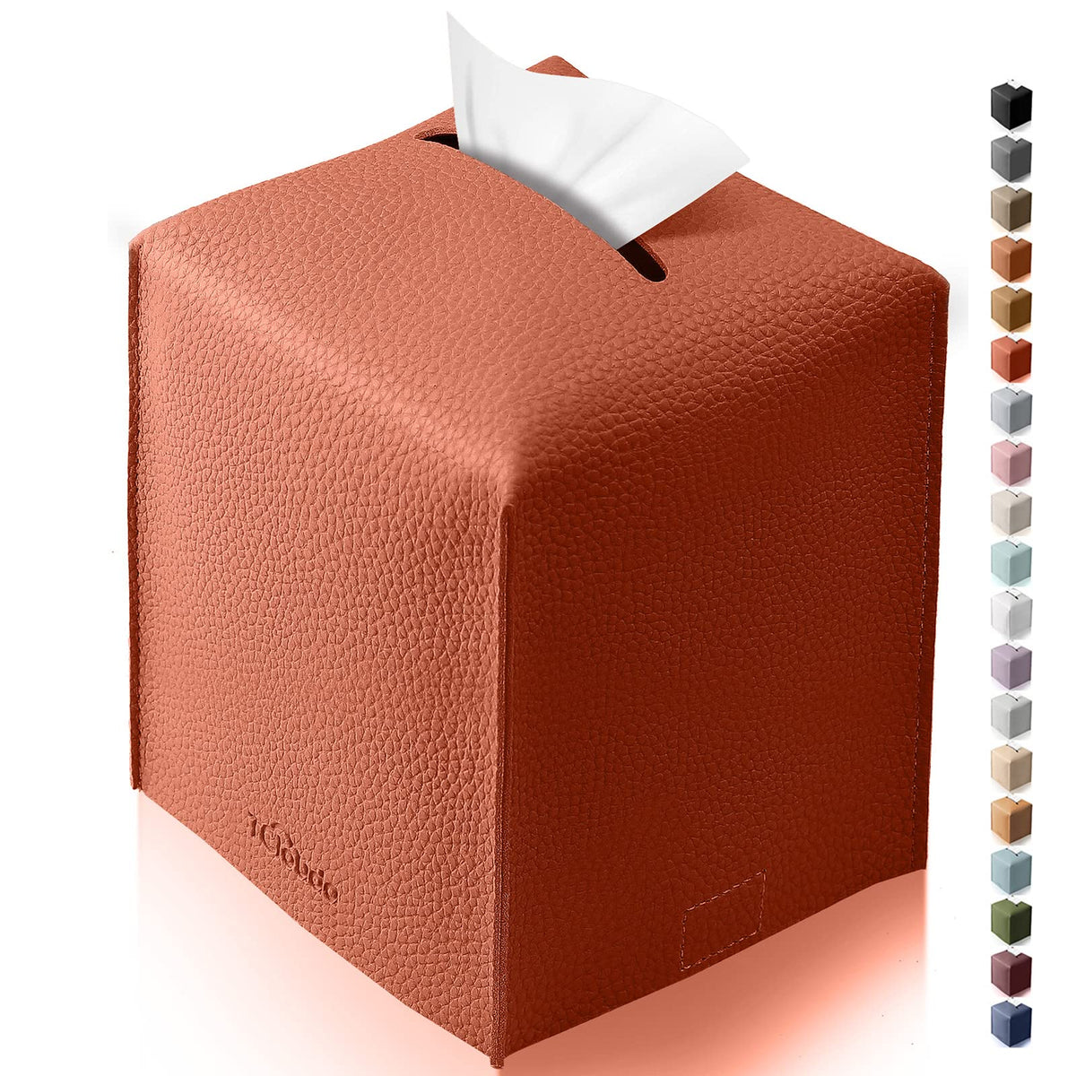 Tissue Box Cover for PU Leather, Modern Simple Solid Color Holder Square Tissue Bag, Ideal for Bathrooms,Office,Car,Outdoor Tent,Dining Table,5"X5"X5", Single Cocoa Brown