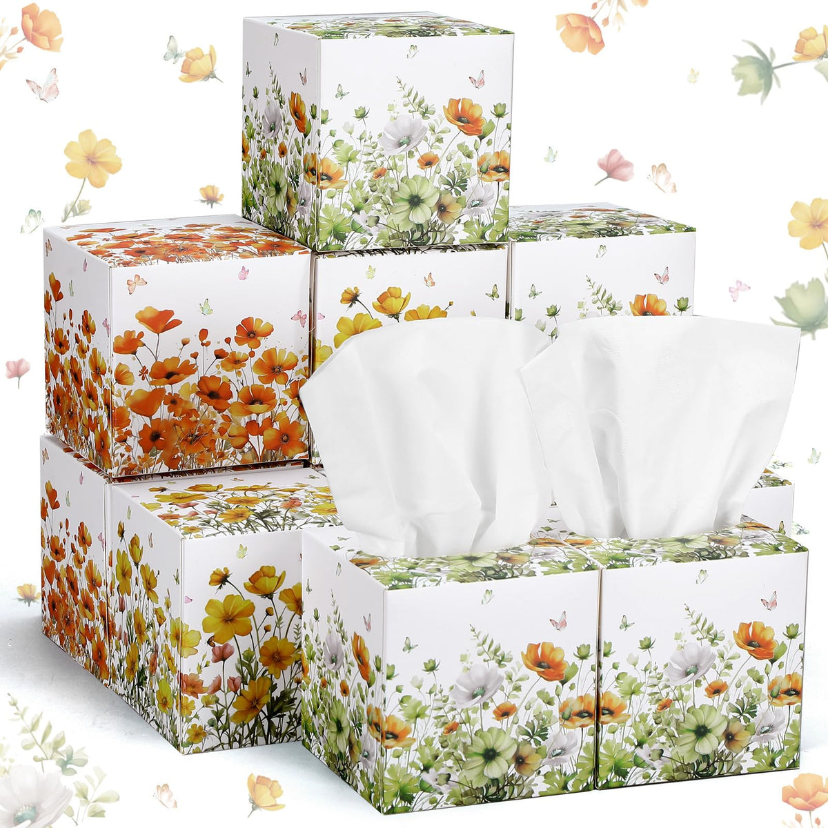 Fourluoo 12 Pack Fruit Facial Tissues Cube Face Boxes 600 Sheets 3 Ply