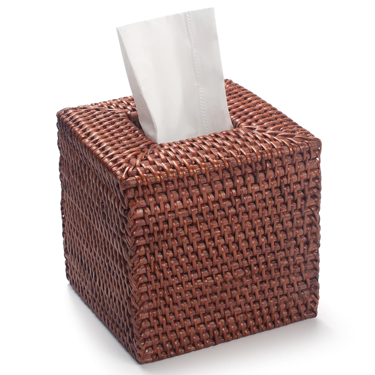 Rattan Tissue Box Cover Square, Hand Woven Wicker Tissue Holder, 5.5 x 5.5 X 5.7 inch, Natural
