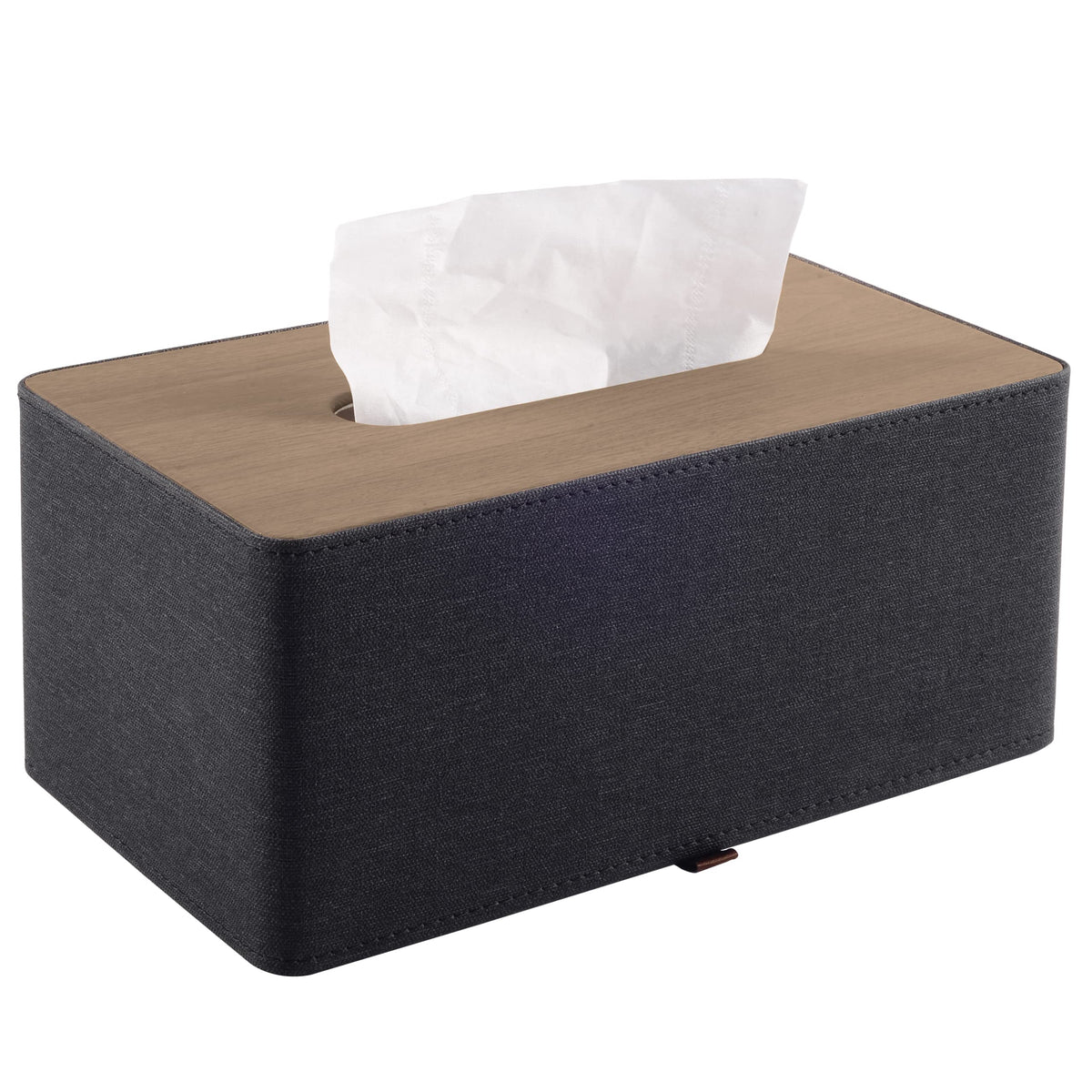 High-end Fashion PU Leather Tissue Box Holder Black with lid, Rectangular Napkin Facial Tissues Holder Dispenser,Home Office Car Tissue Box Cover Decorative Container with Magnetic Bottom (Black)