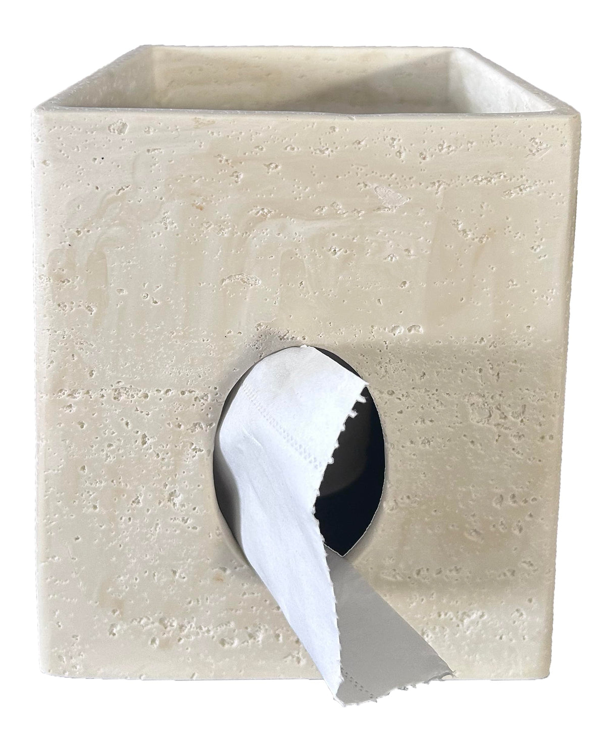 Hymmah Tray Tissue Box Cover Holder Unique Cube Design Tissue Dispenser Cover Decor for Vanity Counter Tops Also Great for Bedroom and Living Room White