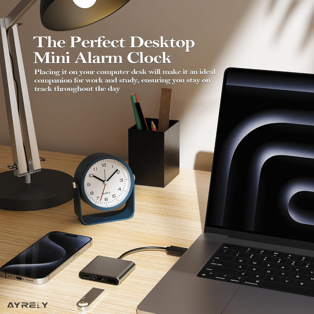 AYRELY® 3.5" Small Analog Travel Alarm Clock, Battery Operated Desk Clock