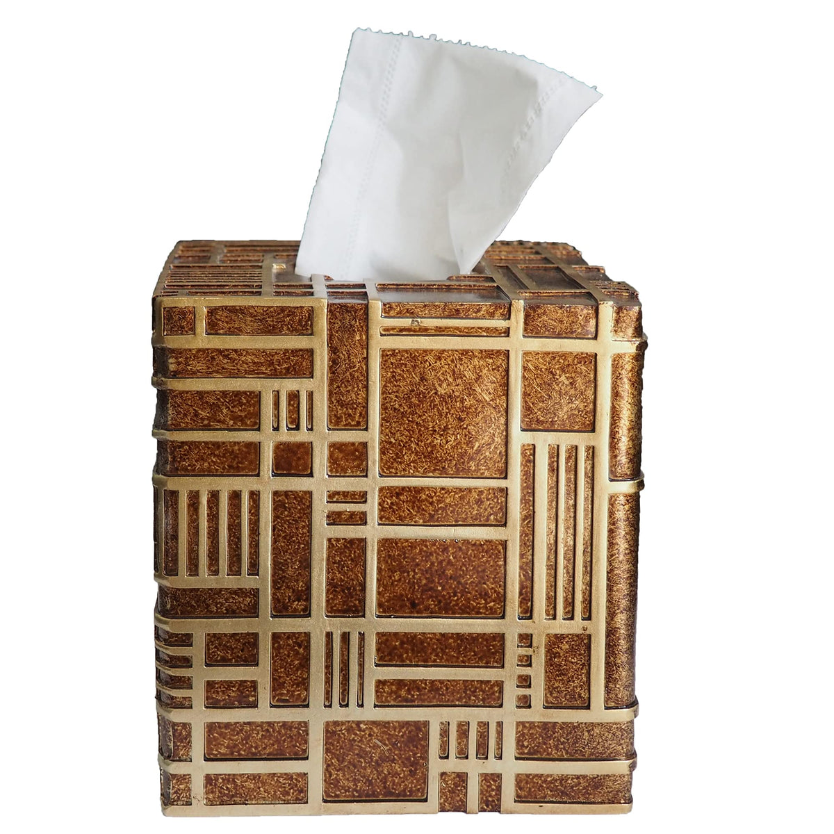 Hymmah Tray Tissue Box Cover Holder Unique Cube Design Tissue Dispenser Cover Decor for Vanity Counter Tops Also Great for Bedroom and Living Room White