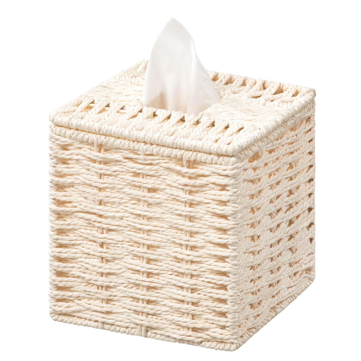 Sage Green Tissue Box Cover, Hand Woven Square Tissue Box Holder