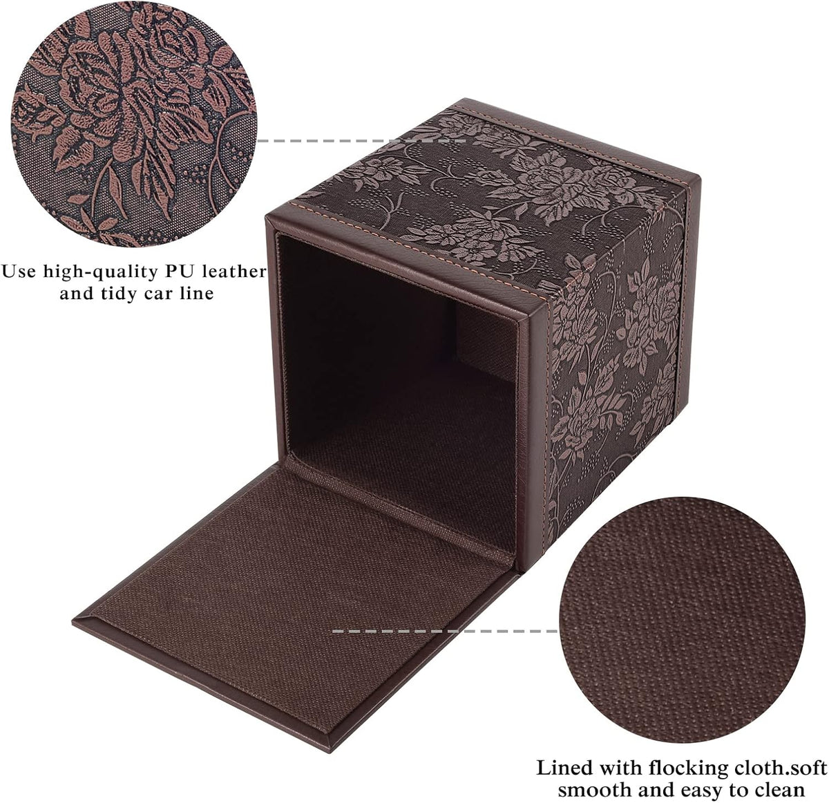 Tissue Box Cover Square,Modern Leather Tissue Box Holder for Napkin Facial Paper Organizer Bottom with Magnet Reinforcement for Home/Hotel/Restaurant/Office/car/Living Room(Retro)