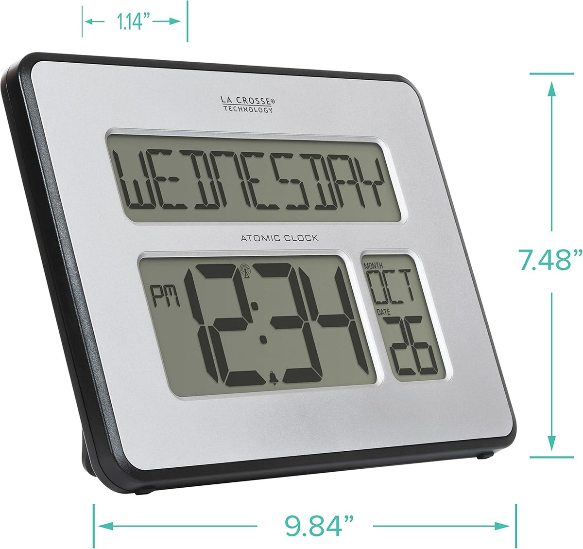 La Crosse Technology 513-1419BLv4-INT Backlight Atomic Full Calendar Clock with Extra Large Digits