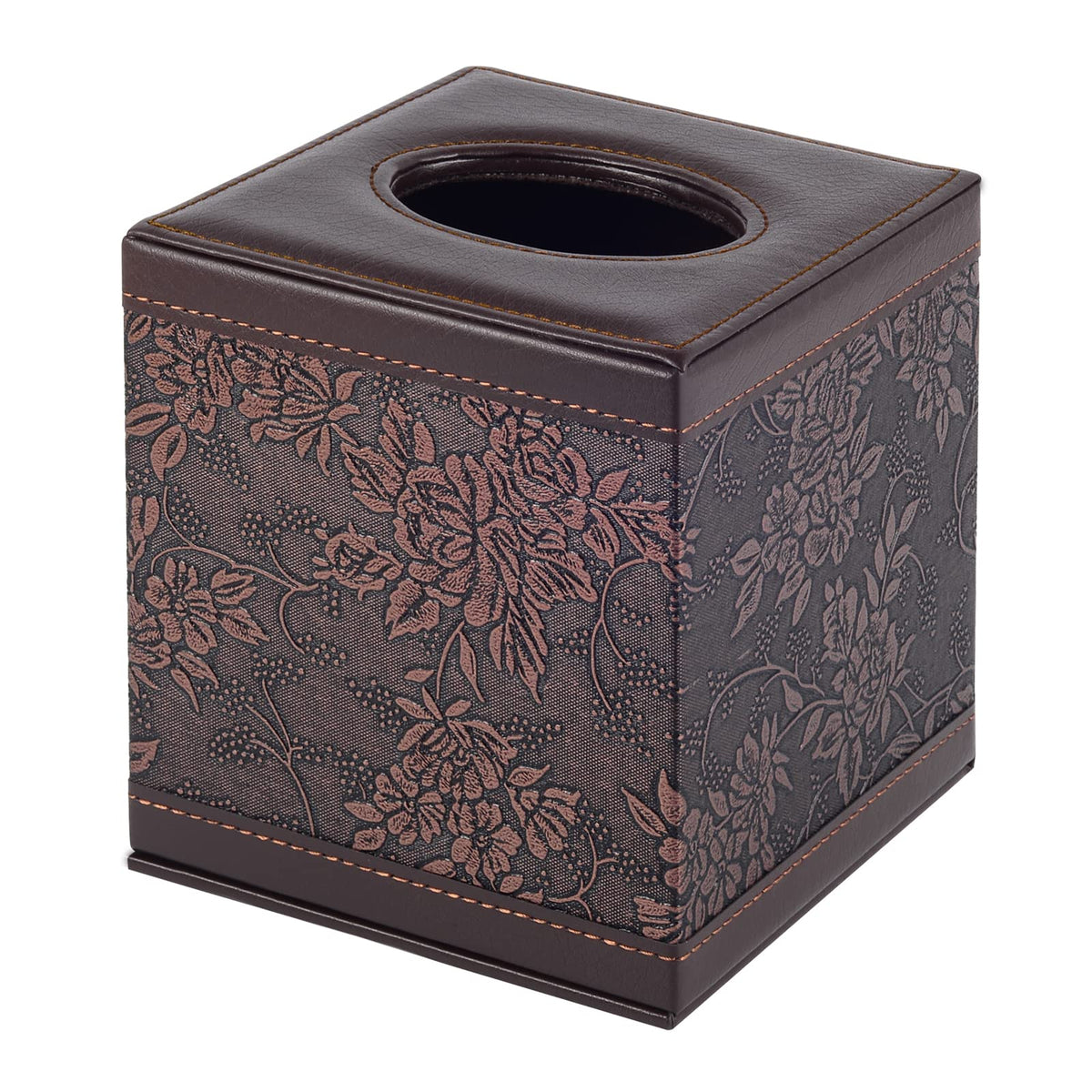Tissue Box Cover Square,Modern Leather Tissue Box Holder for Napkin Facial Paper Organizer Bottom with Magnet Reinforcement for Home/Hotel/Restaurant/Office/car/Living Room(Retro)