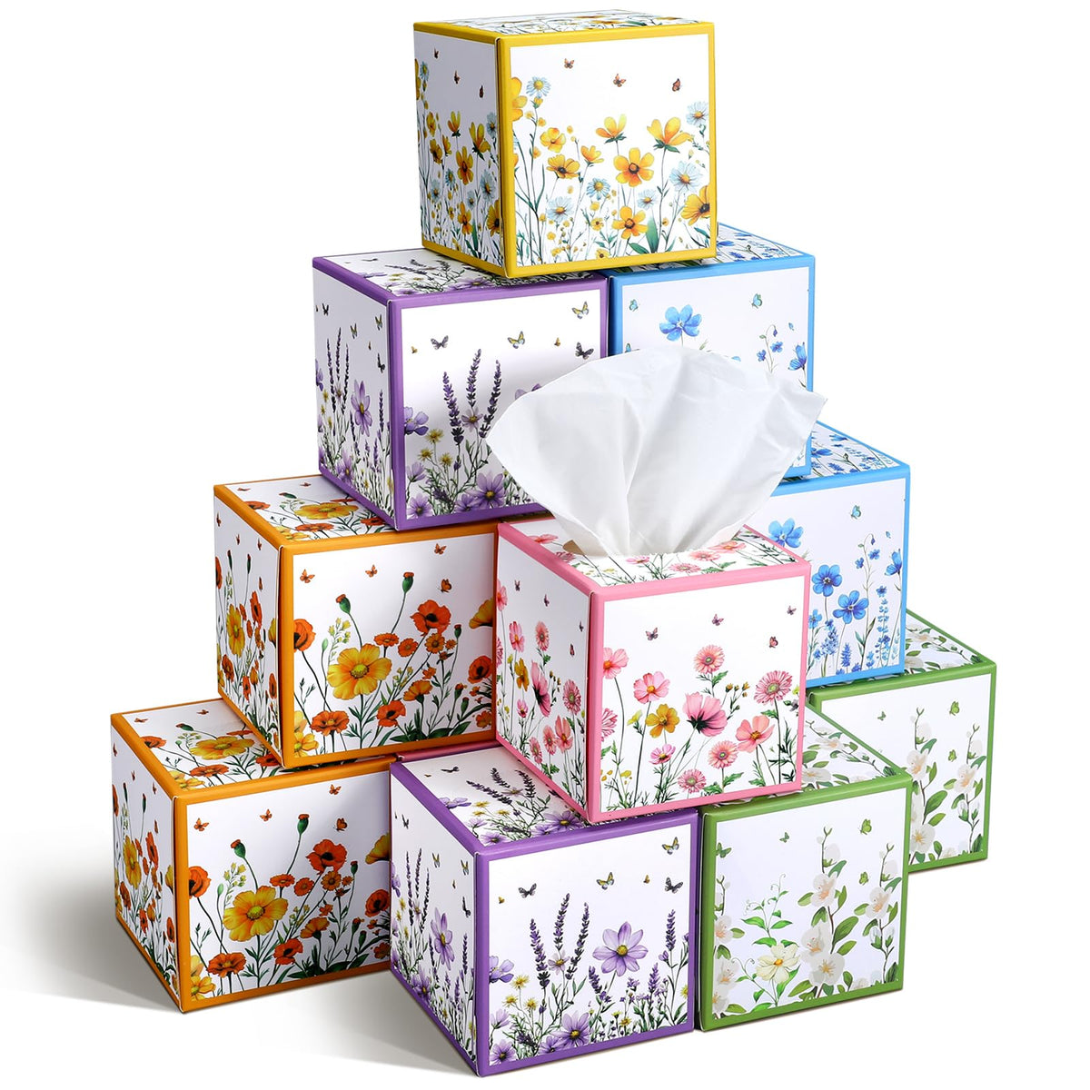 Fourluoo 12 Pack Fruit Facial Tissues Cube Face Boxes 600 Sheets 3 Ply