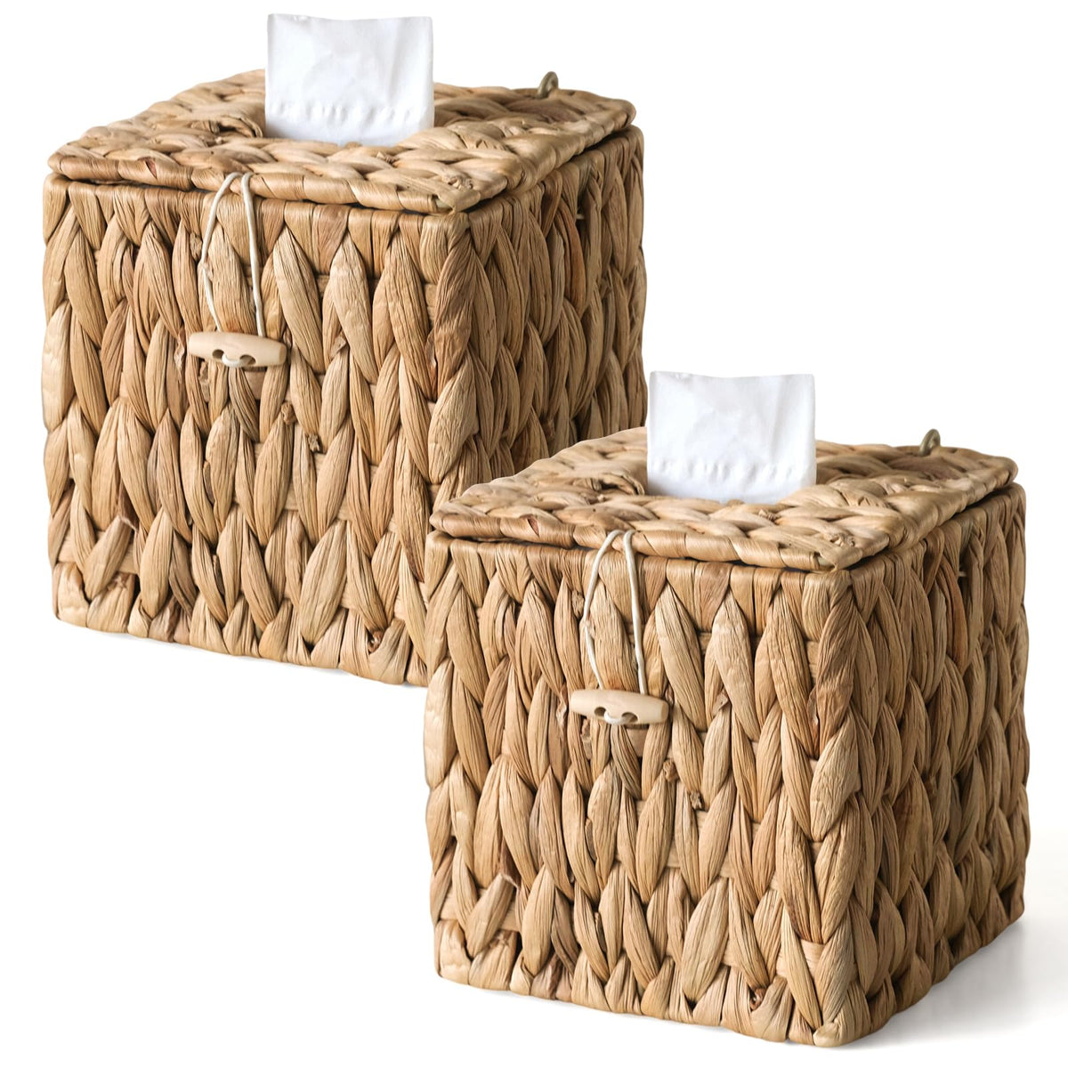 Wicker Tissue Box Cover Square, Handwoven Facial Tissue Napkin Box Holder