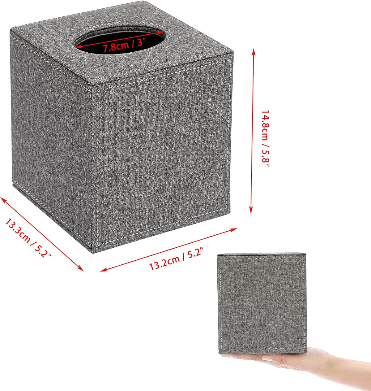 Sumnacon Square Linen Tissue Box,Magnetic Bottom Cover Tissue Box Holder