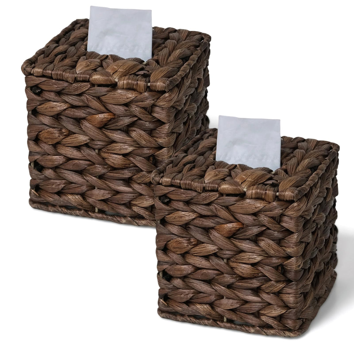 Wicker Tissue Box Cover Square, Handwoven Facial Tissue Napkin Box Holder