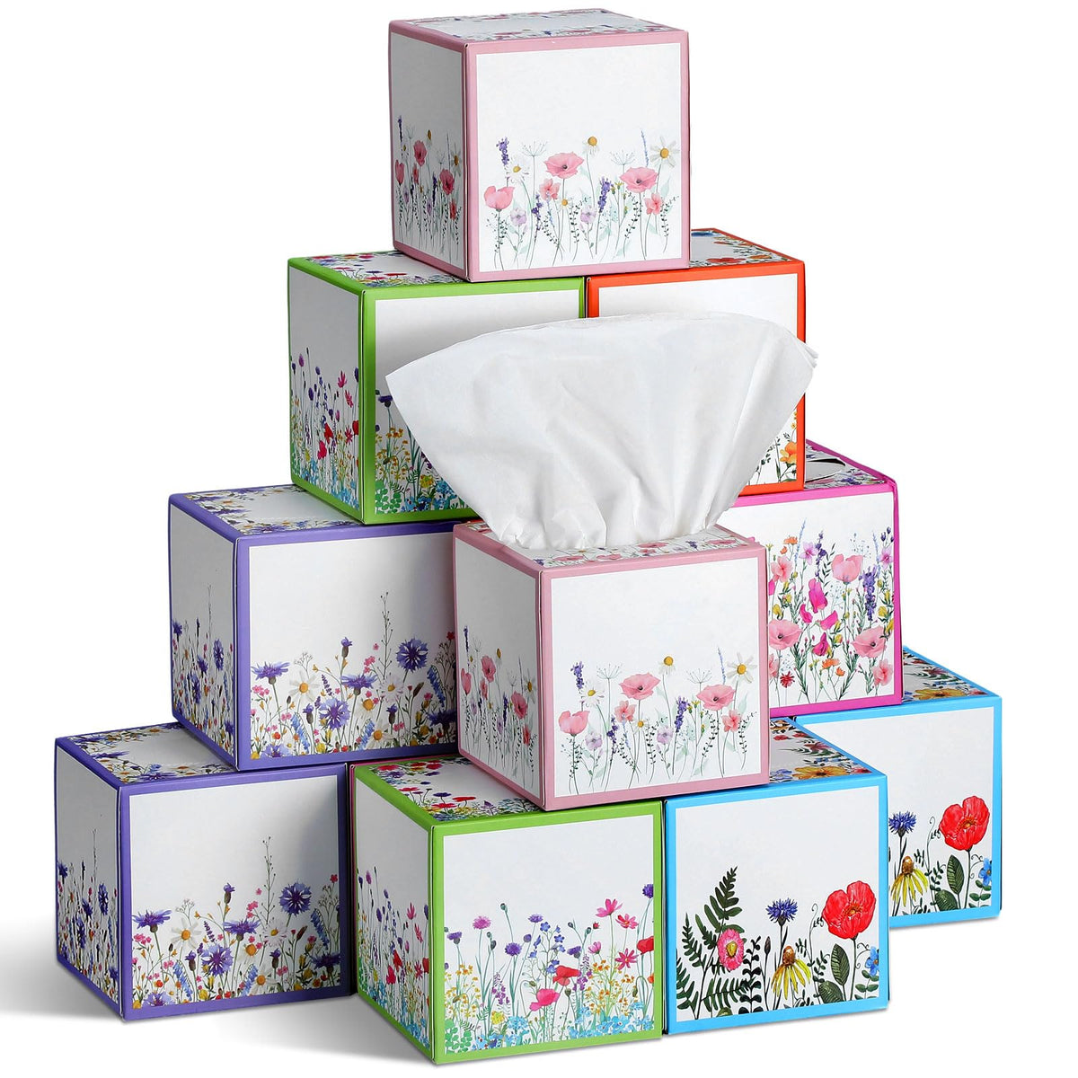 Fourluoo 12 Pack Fruit Facial Tissues Cube Face Boxes 600 Sheets 3 Ply