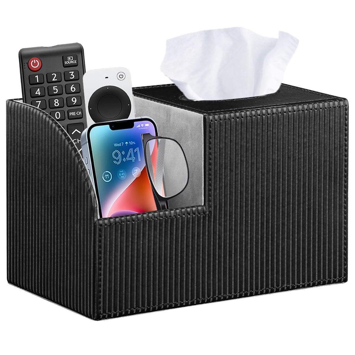 PU Leather Square Tissue Box Cover - Multi-Functional Tissue Box Holder