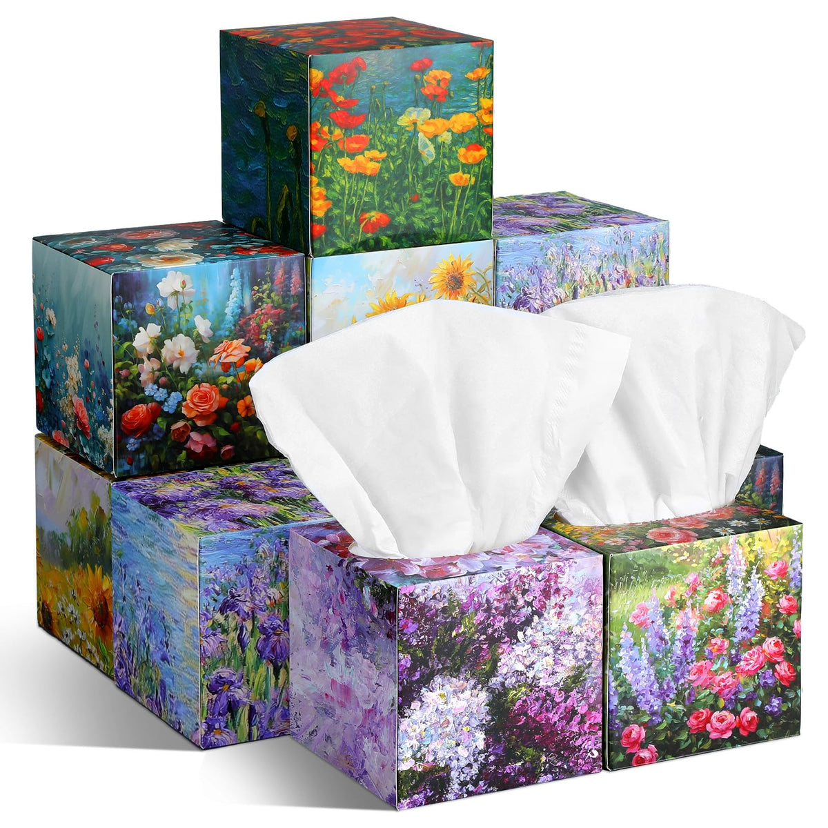 Fourluoo 12 Pack Fruit Facial Tissues Cube Face Boxes 600 Sheets 3 Ply