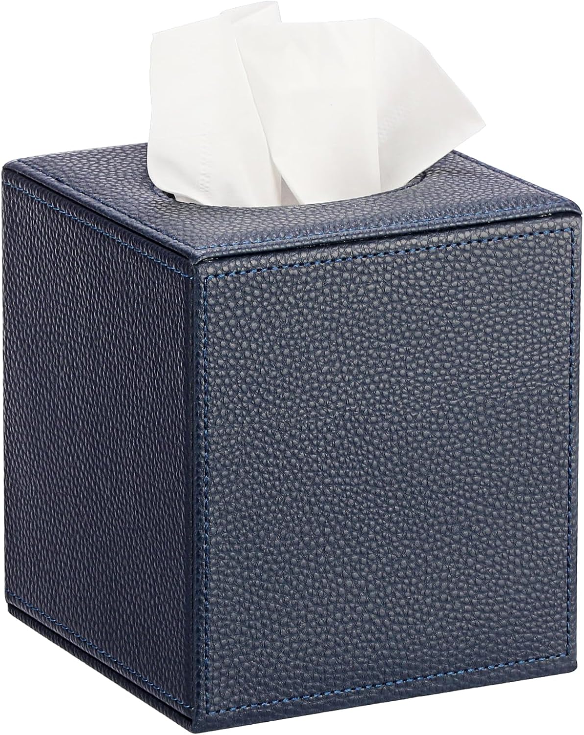 Sumnacon Tissue Box Cover Square,Magnetic Bottom PU Tissue Box Holder,Blue