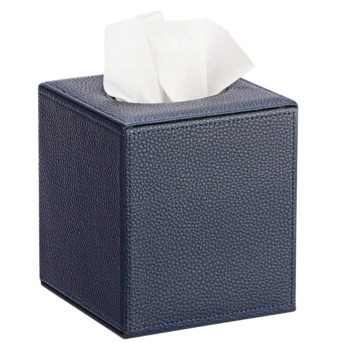 Sumnacon Tissue Box Cover Square,Magnetic Bottom PU Tissue Box Holder,Blue
