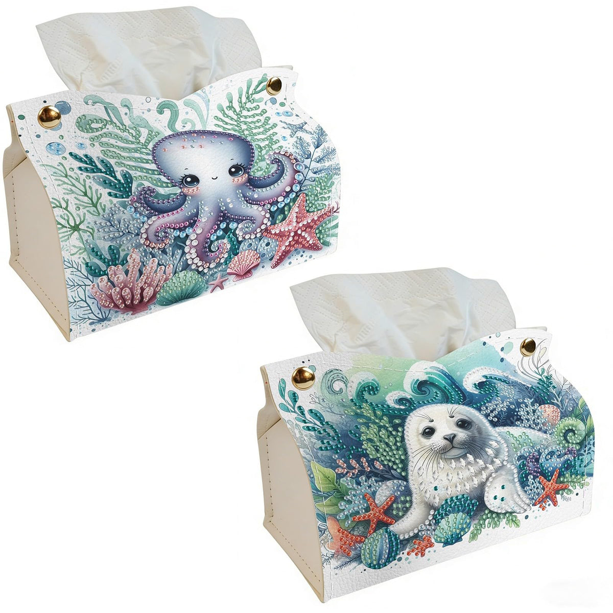 DoxQcs DIY Diamond Art Painting PU Leather Tissue Box Cover Holder