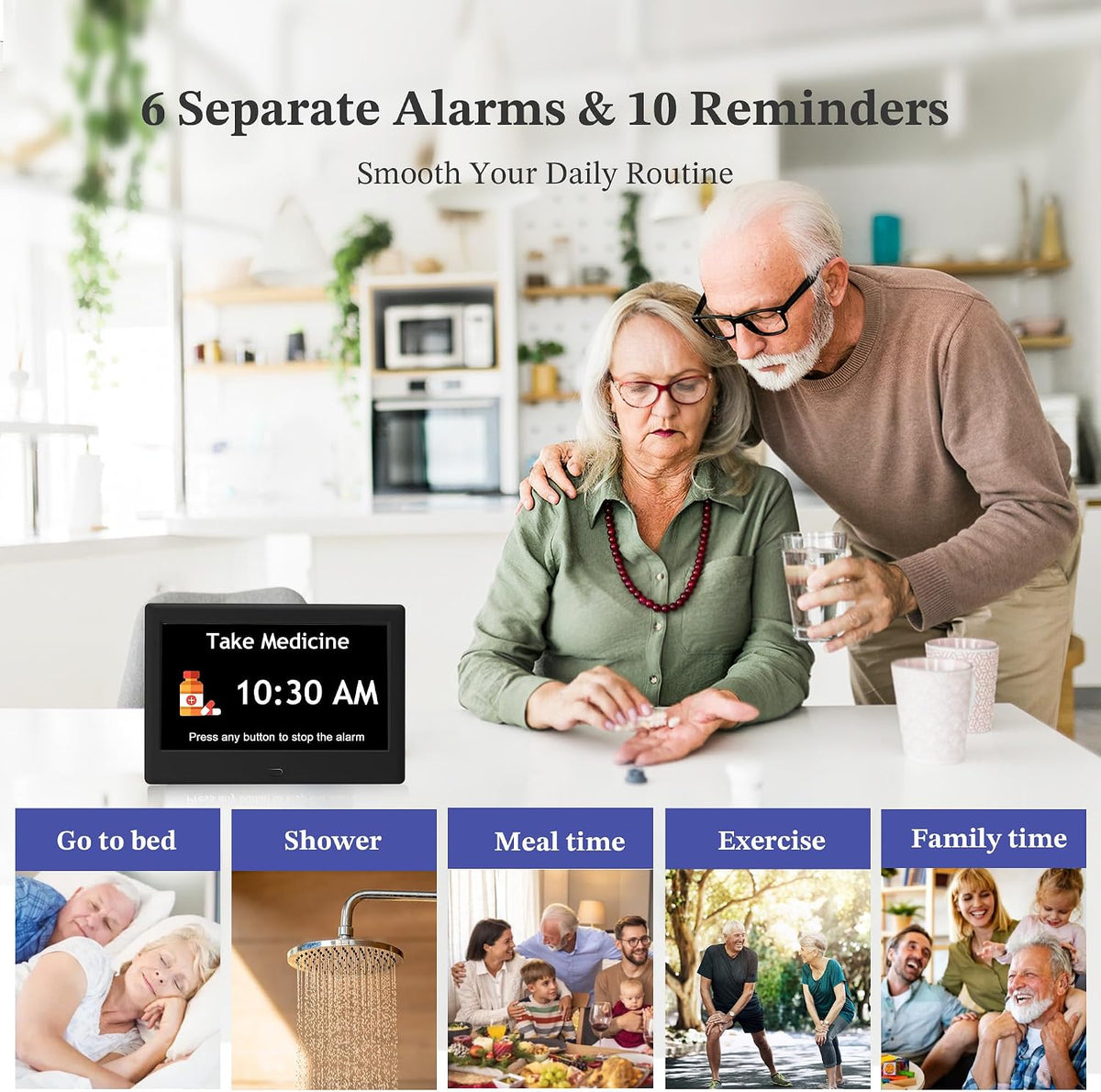 7'' Dementia Clocks for Seniors, Large Display Digital Clock with Date Time