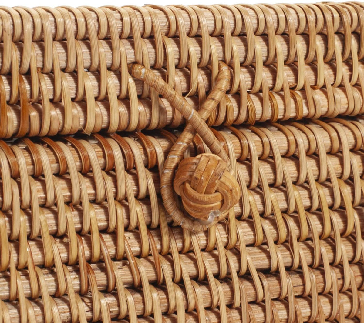 Rattan Square Tissue Box Cover, 5.7" x 5.7" x 5", Decorative Woven Facial Tissue Holder with Hinged Top Lid, Natural Color